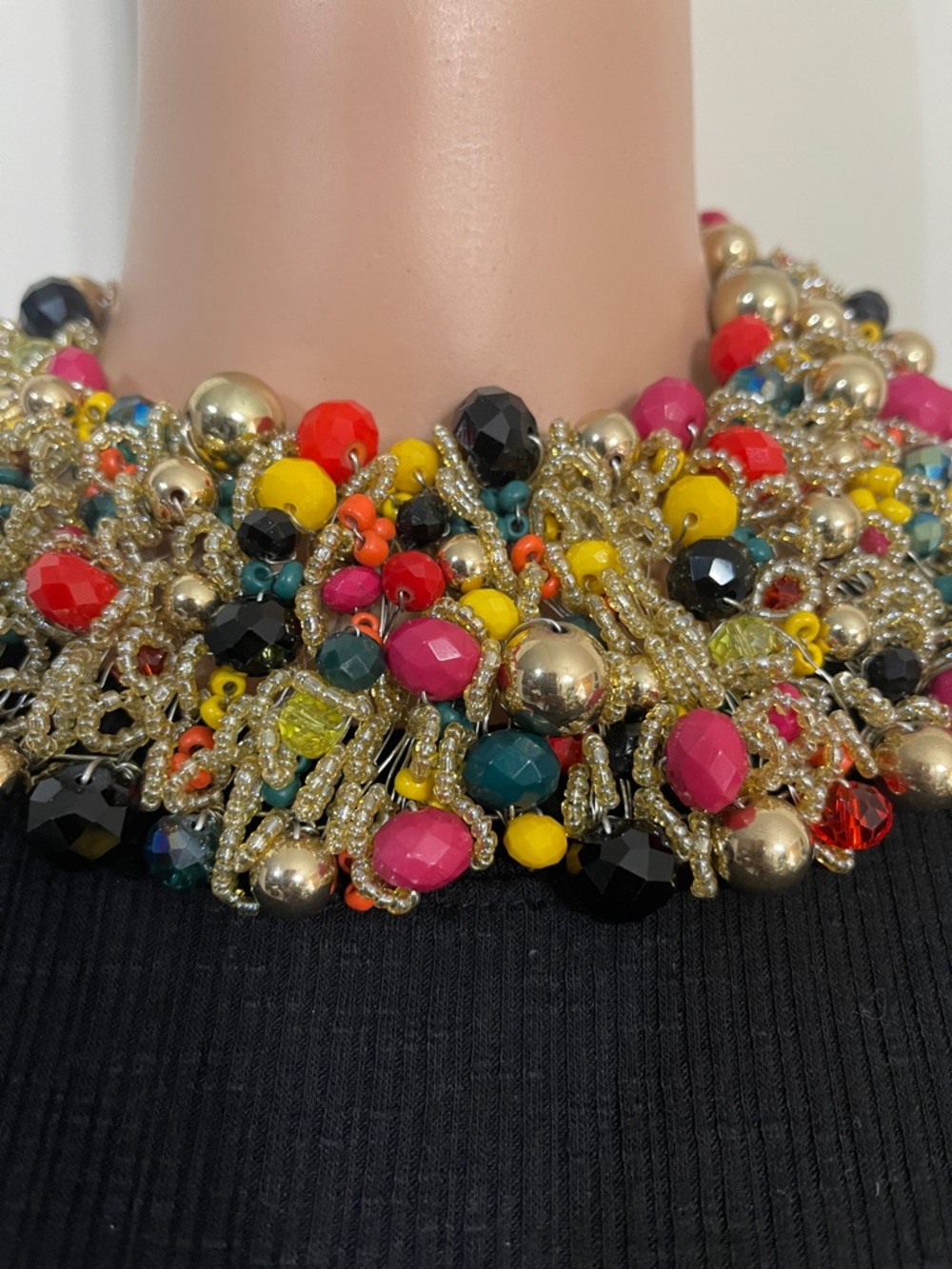 ALDO Multicolor Beaded Statement Necklace with Gold Accents - Picture 2 of 3